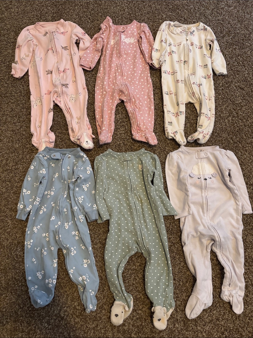 Carter's Baby Girl Footie Sleepers - Pink, Cream, Blue, Green, Lavender